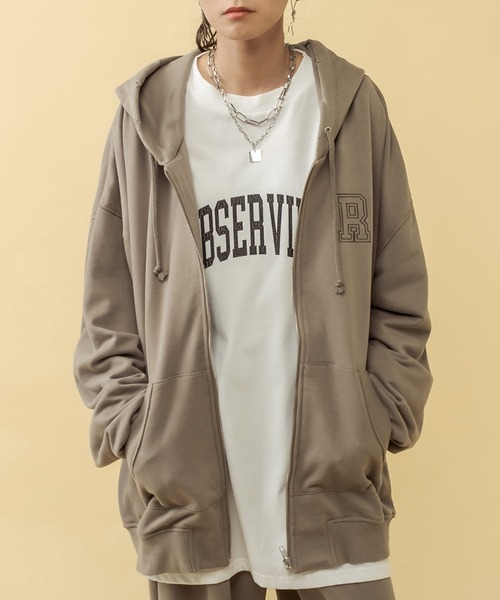 RASVOA（ラスボア）の「【セットアップ着用可】ビンテージダメージＺＩＰパーカー（パーカー・レディース・チャコールグレー/グリーン/グレイッシュベージュ・FREE）」の3枚目の写真