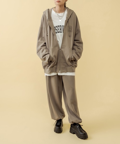 RASVOA（ラスボア）の「【セットアップ着用可】ビンテージダメージＺＩＰパーカー（パーカー・レディース・チャコールグレー/グリーン/グレイッシュベージュ・FREE）」の14枚目の写真