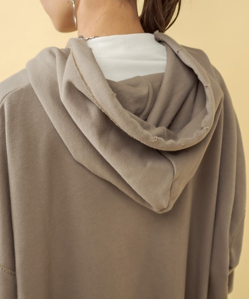 RASVOA（ラスボア）の「【セットアップ着用可】ビンテージダメージＺＩＰパーカー（パーカー・レディース・チャコールグレー/グリーン/グレイッシュベージュ・FREE）」の21枚目の写真