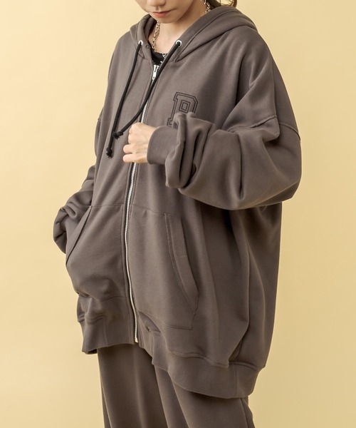 RASVOA（ラスボア）の「【セットアップ着用可】ビンテージダメージＺＩＰパーカー（パーカー・レディース・チャコールグレー/グリーン/グレイッシュベージュ・FREE）」の17枚目の写真