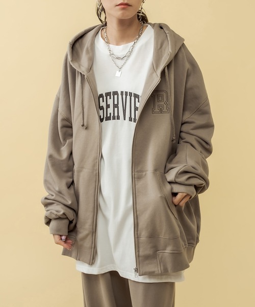 RASVOA（ラスボア）の「【セットアップ着用可】ビンテージダメージＺＩＰパーカー（パーカー・レディース・チャコールグレー/グリーン/グレイッシュベージュ・FREE）」の13枚目の写真