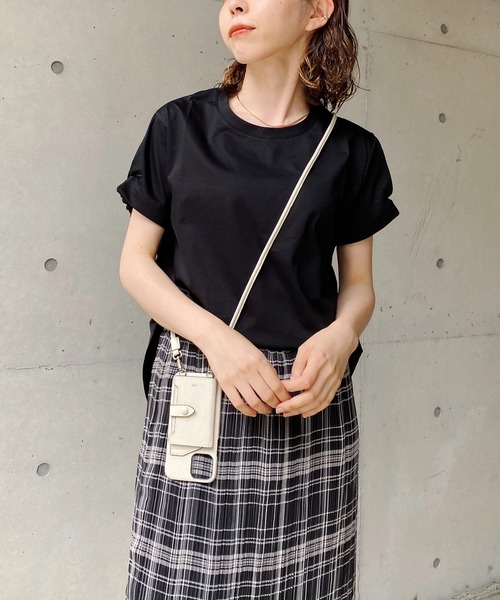 CAPRICIEUX LE'MAGE(カプリシューレマージュ)の「シャツ切替ラウンドTシャツ(Tシャツ/カットソー・レディース・ホワイト/ブラック/ベージュ・FREE)」の2枚目の写真