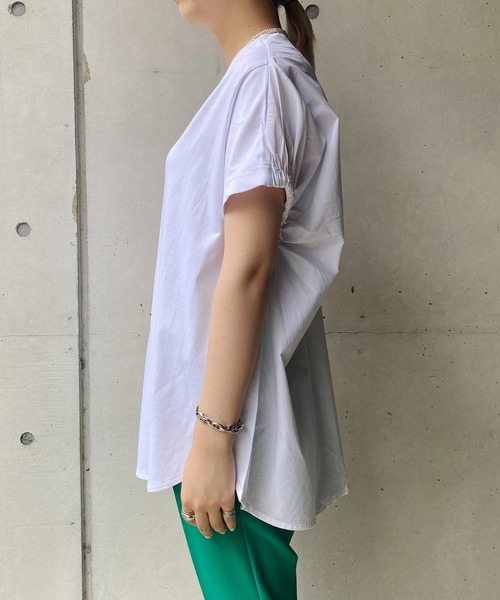 CAPRICIEUX LE'MAGE(カプリシューレマージュ)の「シャツ切替ラウンドTシャツ(Tシャツ/カットソー・レディース・ホワイト/ブラック/ベージュ・FREE)」の20枚目の写真