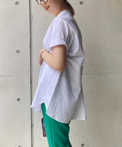 CAPRICIEUX LE'MAGE(カプリシューレマージュ)の「シャツ切替ラウンドTシャツ(Tシャツ/カットソー・レディース・ホワイト/ブラック/ベージュ・FREE)」の5枚目の写真