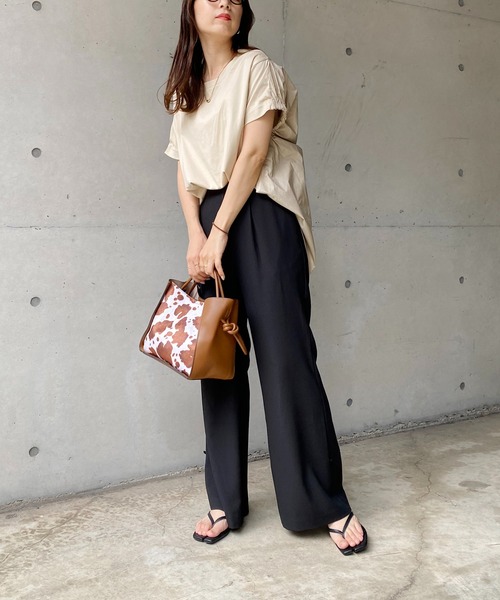 CAPRICIEUX LE'MAGE(カプリシューレマージュ)の「シャツ切替ラウンドTシャツ(Tシャツ/カットソー・レディース・ホワイト/ブラック/ベージュ・FREE)」の7枚目の写真