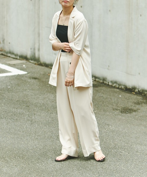 prose verse（プロズヴェール）の「《ZOZO限定》ハーフスリーブジャケットセットアップ（セットアップ・レディース・ブラック/ライトベージュ・MEDIUM）」の13枚目の写真