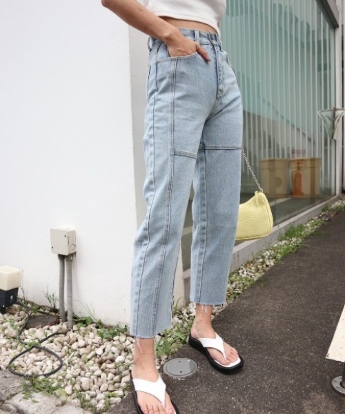 FIG&VIPER（フィグアンドバイパー）の「切替デニムストレートPT（デニムパンツ・レディース・ブルー・SMALL/MEDIUM）」の6枚目の写真