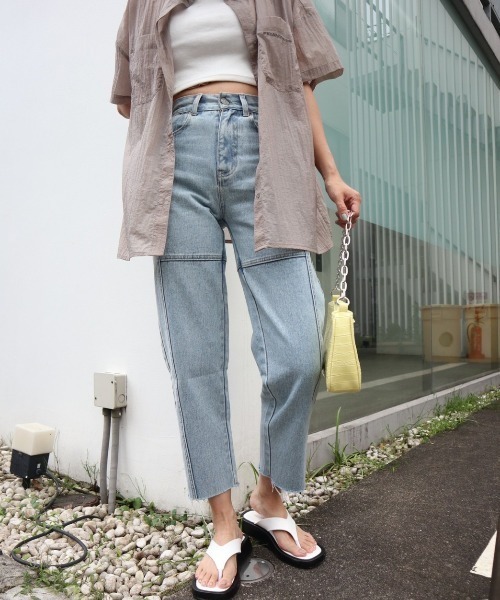 FIG&VIPER（フィグアンドバイパー）の「切替デニムストレートPT（デニムパンツ・レディース・ブルー・SMALL/MEDIUM）」の8枚目の写真