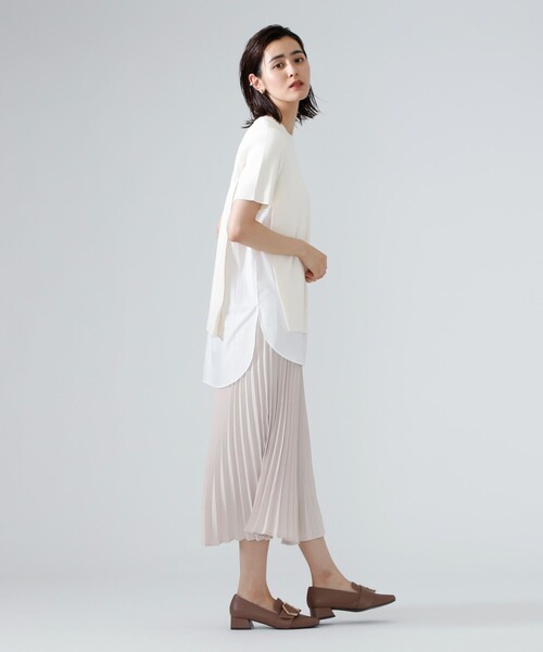 CAST:（キャストコロン）の「タイプライターレイヤードニット（ニット/セーター・レディース・ホワイト/ネイビー・M）」の12枚目の写真