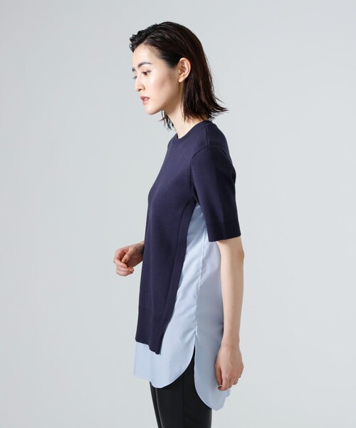 CAST:（キャストコロン）の「タイプライターレイヤードニット（ニット/セーター・レディース・ホワイト/ネイビー・M）」の9枚目の写真