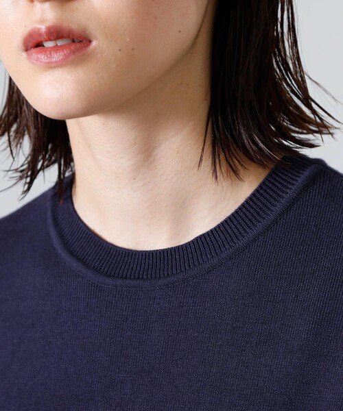 CAST:（キャストコロン）の「タイプライターレイヤードニット（ニット/セーター・レディース・ホワイト/ネイビー・M）」の7枚目の写真