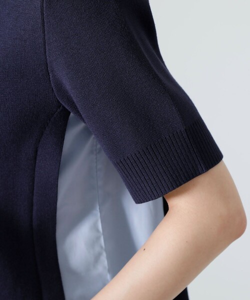 CAST:（キャストコロン）の「タイプライターレイヤードニット（ニット/セーター・レディース・ホワイト/ネイビー・M）」の6枚目の写真