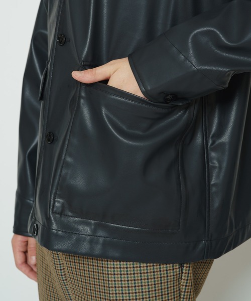 CIAOPANIC(チャオパニック)の「シンセティックレザーシャツジャケット(カバーオール・メンズ・ブラック・MEDIUM/LARGE/X-LARGE)」の7枚目の写真