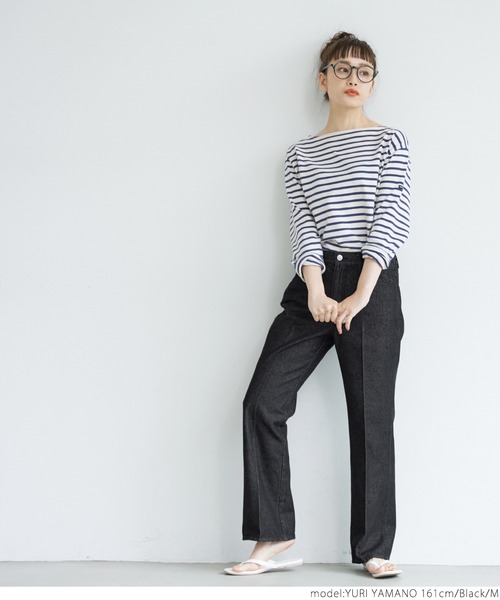 coca(coca)(コカ)の「裾フレアブラックデニムパンツ(デニムパンツ・レディース・ブラック・L/M)」の6枚目の写真