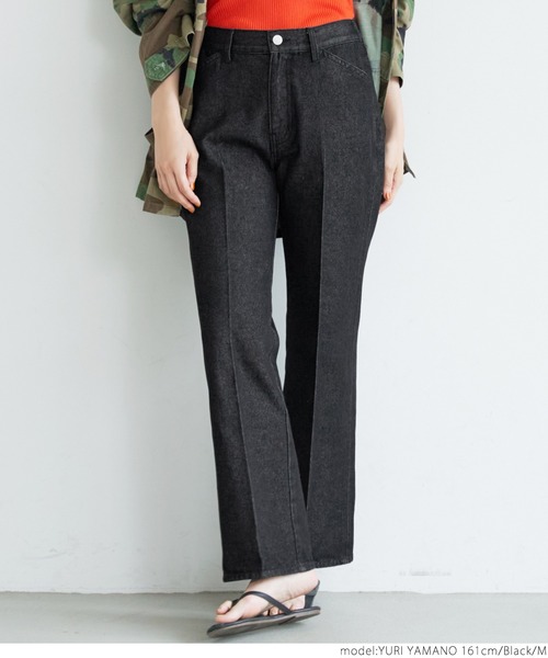 coca(coca)(コカ)の「裾フレアブラックデニムパンツ(デニムパンツ・レディース・ブラック・L/M)」の10枚目の写真