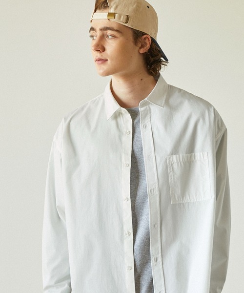 RBS◆22AW/バックプリーツベストセット/長袖シャツ/WHT/61-11-1680-111 ブライトポプリンリラックスオープンカラーシャツ L/Sとろみ