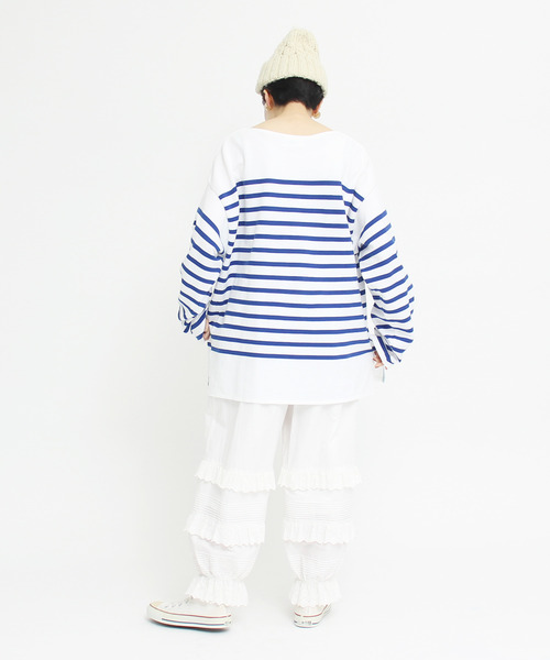 My Fav. CHILD WOMAN（マイファブチャイルドウーマン）の「ラッセルパネルボーダーBIGサイズプルオーバー（Tシャツ/カットソー・レディース・ブルー・FREE）」の8枚目の写真