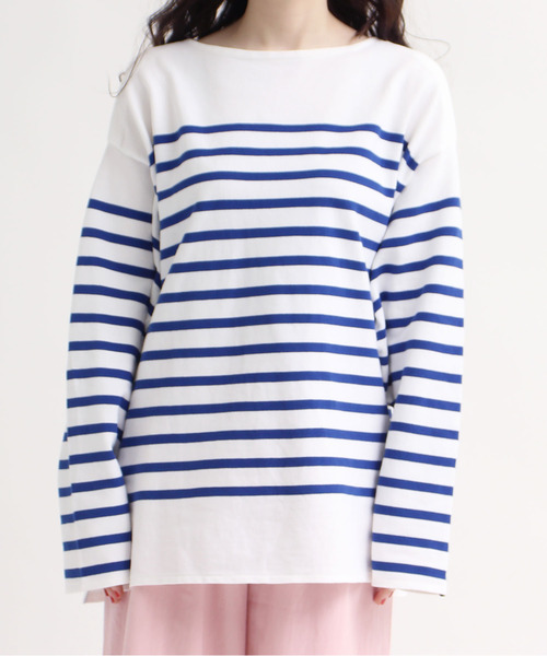 My Fav. CHILD WOMAN（マイファブチャイルドウーマン）の「ラッセルパネルボーダーBIGサイズプルオーバー（Tシャツ/カットソー・レディース・ブルー・FREE）」の21枚目の写真