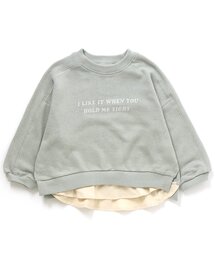 /ロゴプリント裾レイヤードトレーナー