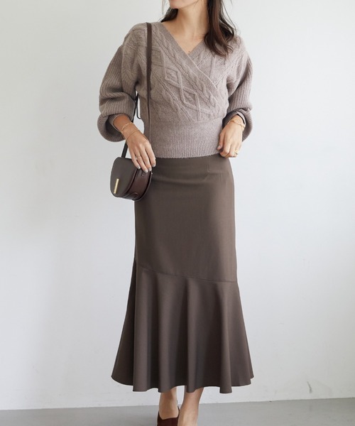 Cheek（チーク）の「Ｔ／Ｒヘムラインスカート（スカート・レディース・ブラウン/ブルー/グレイッシュベージュ/カーキ・SMALL/MEDIUM）」の14枚目の写真