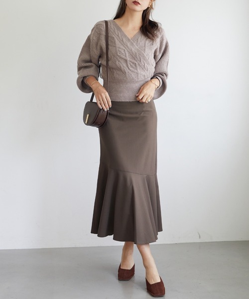 Cheek（チーク）の「Ｔ／Ｒヘムラインスカート（スカート・レディース・ブラウン/ブルー/グレイッシュベージュ/カーキ・SMALL/MEDIUM）」の9枚目の写真