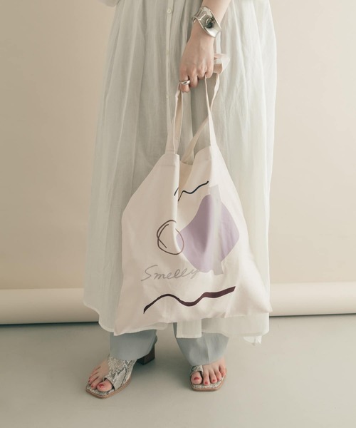 SMELLY（スメリー）の「プリントビッグエコバッグ∴（エコバッグ/サブバッグ・レディース・ホワイト/ライトグレー/ライトブルー/カーキ/アイボリー・-）」の3枚目の写真