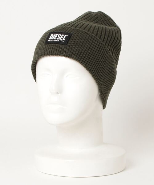 DIESEL（ディーゼル）の「メンズ ニットキャップ ロゴ ウール コットン