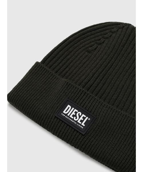 DIESEL(ディーゼル)の「メンズ ニットキャップ ロゴ ウール コットン ユニセックス(ニットキャップ/ビーニー・メンズ・ダークグリーン/グレー・UNI)」の7枚目の写真