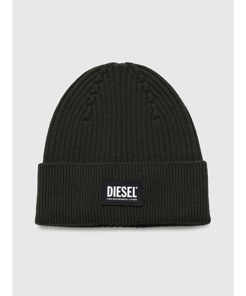 DIESEL(ディーゼル)の「メンズ ニットキャップ ロゴ ウール コットン ユニセックス(ニットキャップ/ビーニー・メンズ・ダークグリーン/グレー・UNI)」の6枚目の写真