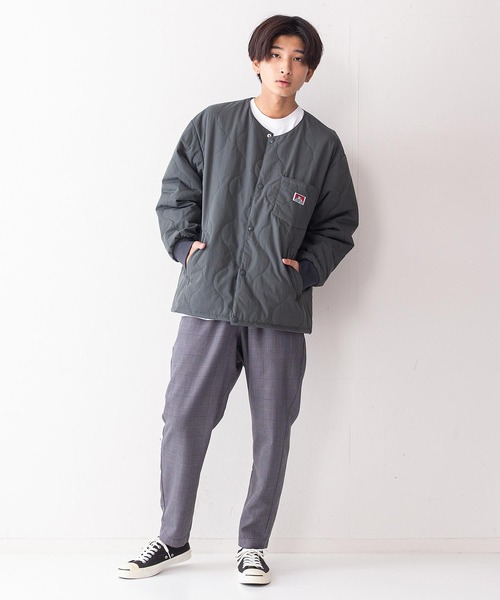 BEN DAVIS(ベンデイビス)の「【BEN DAVIS/ベンデイビス】ノーカラーミリタリー中綿キルトジャケット(ミリタリージャケット・メンズ・ブラック/カーキ・SMALL/MEDIUM/LARGE/X-LARGE)」の3枚目の写真