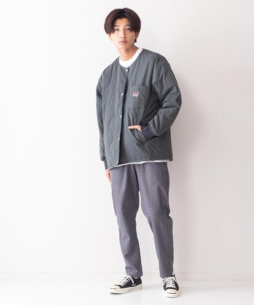 BEN DAVIS(ベンデイビス)の「【BEN DAVIS/ベンデイビス】ノーカラーミリタリー中綿キルトジャケット(ミリタリージャケット・メンズ・ブラック/カーキ・SMALL/MEDIUM/LARGE/X-LARGE)」の4枚目の写真