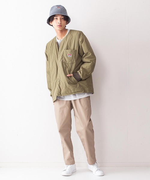 BEN DAVIS(ベンデイビス)の「【BEN DAVIS/ベンデイビス】ノーカラーミリタリー中綿キルトジャケット(ミリタリージャケット・メンズ・ブラック/カーキ・SMALL/MEDIUM/LARGE/X-LARGE)」の8枚目の写真