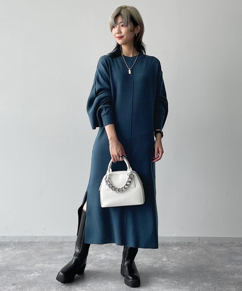 PAGEBOY(ページボーイ)の「ウインドヨークニットワンピース(ワンピース・レディース・ブラック/オフホワイト/グリーン系その他/アクア・FREE)」の14枚目の写真