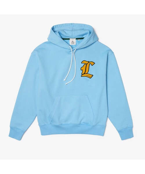 LACOSTE L!VE（ラコステライブ）の「LACOSTE L!VE カレッジワッペンフードスウェット（パーカー・メンズ・アイボリー/ライトブルー・L/M/S/XS）」の6枚目の写真