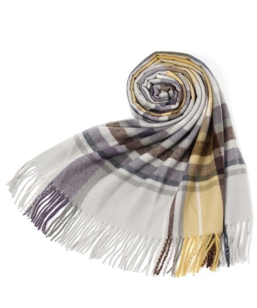 LEPSIM（レプシィム）の「洗える高密度チェックストール　214537（ストール/ショール・レディース・ベージュ/レッド/イエロー/グレイッシュベージュ/オフホワイト/ライトグレー・ONE SIZE）」の3枚目の写真