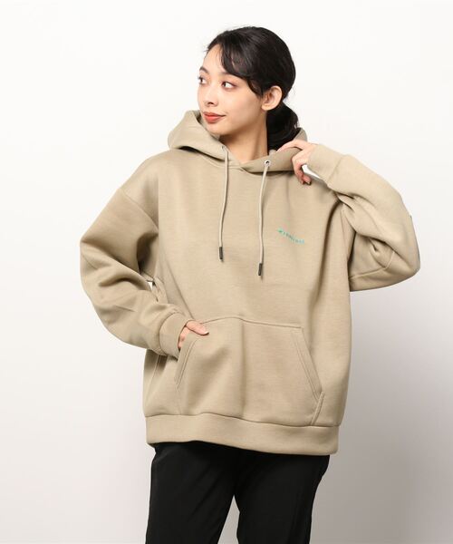 CONVERSE(コンバース)の「CONVERSE/コンバース オーバーサイズ Wカノコスポンジ ワンポイントスウェットパーカー フーディー(パーカー・レディース・ブラック/ベージュ/オフホワイト/ダークグリーン・M/L)」の9枚目の写真