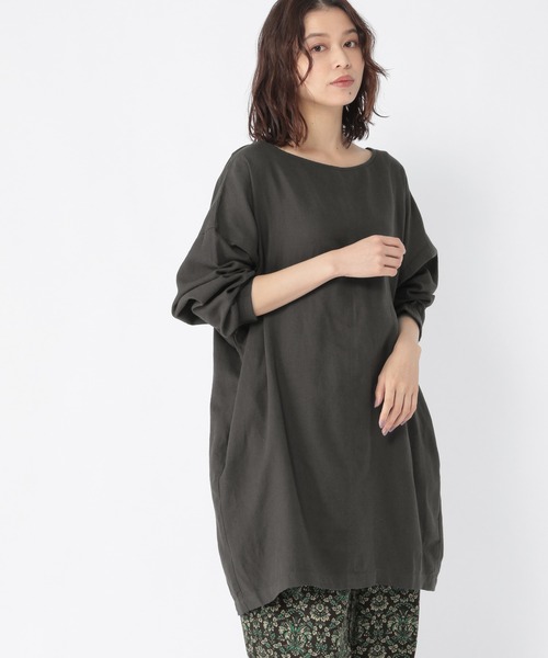 studio CLIP（スタディオクリップ）の「綿麻起毛ゆったりワイドチュニックワンピース（ワンピース・レディース・レッド/スモーク/アイボリー・FREE）」の3枚目の写真