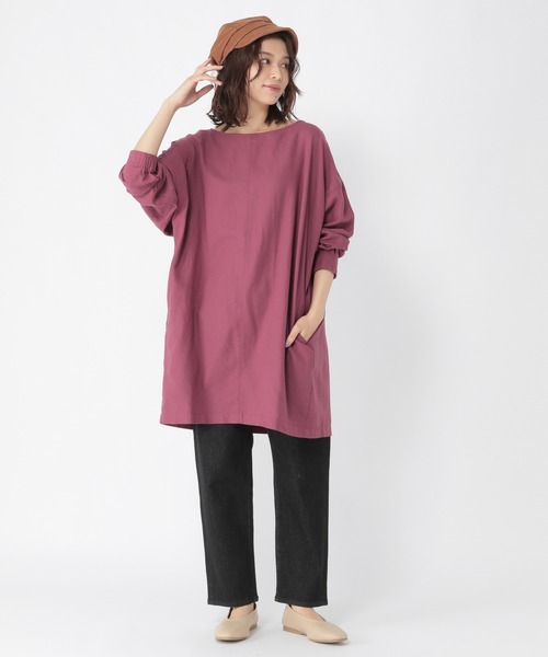 studio CLIP（スタディオクリップ）の「綿麻起毛ゆったりワイドチュニックワンピース（ワンピース・レディース・レッド/スモーク/アイボリー・FREE）」の14枚目の写真