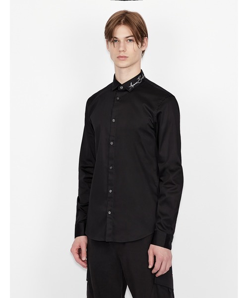 ARMANI EXCHANGE(アルマーニエクスチェンジ)の「【A|X アルマーニ エクスチェンジ】ロゴカラー 長袖シャツ/SLIM(シャツ/ブラウス・メンズ・ブラック/ホワイト・MEDIUM/X-SMALL/SMALL/LARGE/X-LARGE)」の2枚目の写真