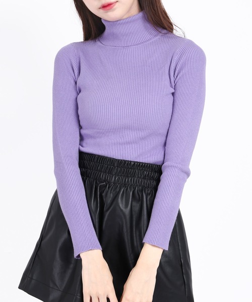 WC（ダブル シー）の「リブハイネックトップス（ニット/セーター・レディース・アイボリー/グリーン/ブラック/パープル/グリーン系その他・FREE）」の5枚目の写真