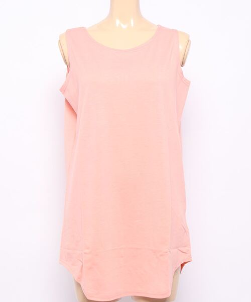 RANAN(ラナン)の「機能付ラウンドヘムロングタンクトップ ロング丈(タンクトップ・レディース・カーキ/オフホワイト/ブラウン/ブルー/ブラック/ピンクベージュ/杢グレー・L/LL/M)」の1枚目の写真