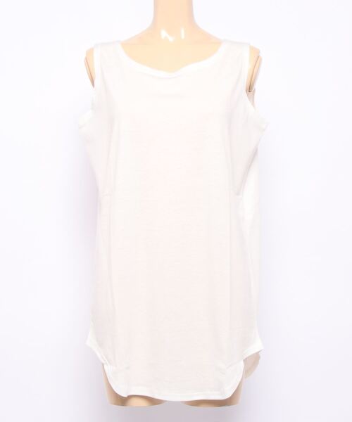 RANAN(ラナン)の「機能付ラウンドヘムロングタンクトップ ロング丈(タンクトップ・レディース・カーキ/オフホワイト/ブラウン/ブルー/ブラック/ピンクベージュ/杢グレー・L/LL/M)」の2枚目の写真