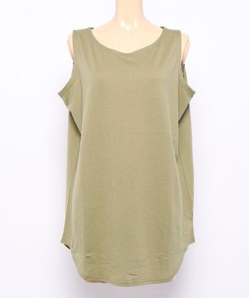 RANAN(ラナン)の「機能付ラウンドヘムロングタンクトップ ロング丈(タンクトップ・レディース・カーキ/オフホワイト/ブラウン/ブルー/ブラック/ピンクベージュ/杢グレー・L/LL/M)」の6枚目の写真