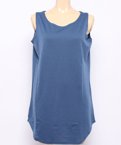 RANAN(ラナン)の「機能付ラウンドヘムロングタンクトップ ロング丈(タンクトップ・レディース・カーキ/オフホワイト/ブラウン/ブルー/ブラック/ピンクベージュ/杢グレー・L/LL/M)」の7枚目の写真