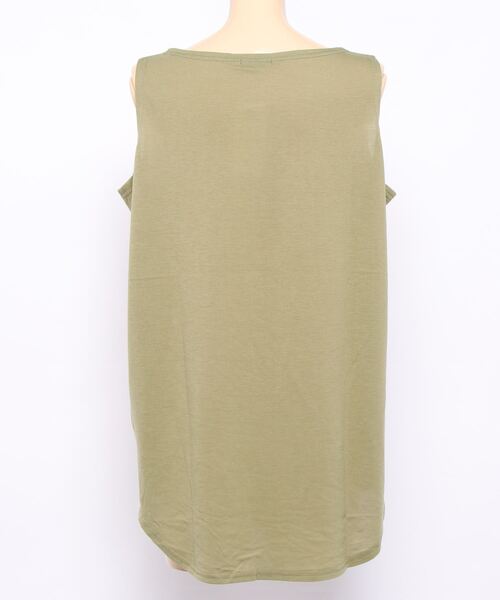 RANAN(ラナン)の「機能付ラウンドヘムロングタンクトップ ロング丈(タンクトップ・レディース・カーキ/オフホワイト/ブラウン/ブルー/ブラック/ピンクベージュ/杢グレー・L/LL/M)」の8枚目の写真
