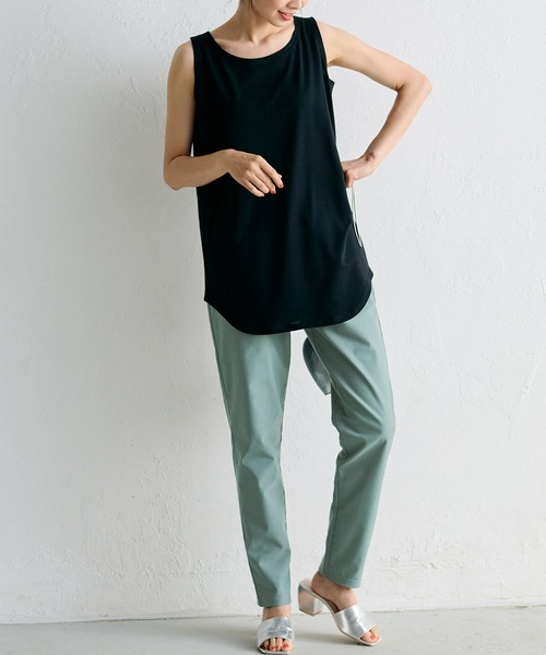 RANAN(ラナン)の「機能付ラウンドヘムロングタンクトップ ロング丈(タンクトップ・レディース・カーキ/オフホワイト/ブラウン/ブルー/ブラック/ピンクベージュ/杢グレー・L/LL/M)」の14枚目の写真