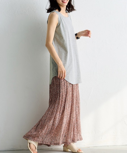 RANAN(ラナン)の「機能付ラウンドヘムロングタンクトップ ロング丈(タンクトップ・レディース・カーキ/オフホワイト/ブラウン/ブルー/ブラック/ピンクベージュ/杢グレー・L/LL/M)」の15枚目の写真