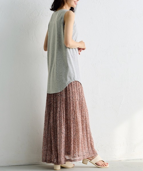 RANAN(ラナン)の「機能付ラウンドヘムロングタンクトップ ロング丈(タンクトップ・レディース・カーキ/オフホワイト/ブラウン/ブルー/ブラック/ピンクベージュ/杢グレー・L/LL/M)」の16枚目の写真