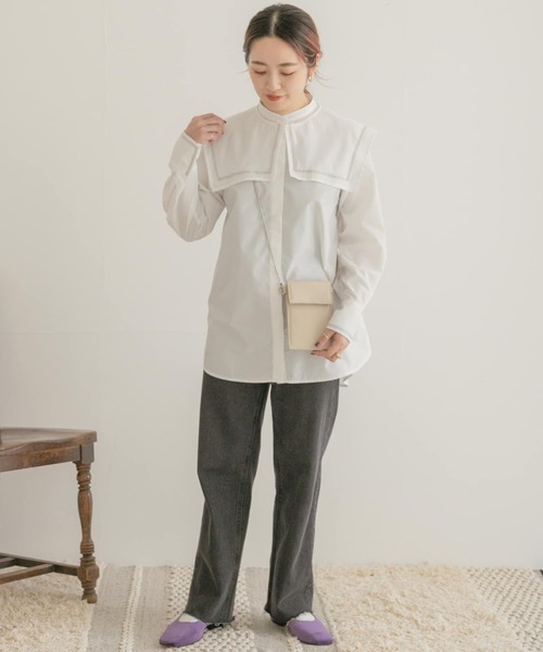 ITEMS URBANRESEARCH(アイテムズ アーバンリサーチ)の「セーラーカラーブラウス(シャツ/ブラウス・レディース・オフホワイト/ブラック・FREE)」の10枚目の写真