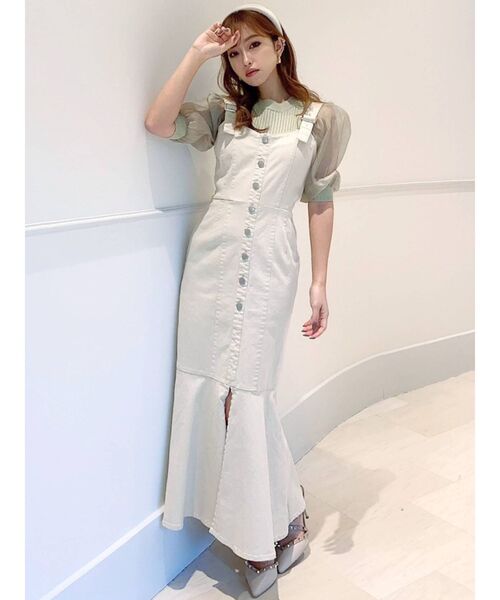 RESEXXY（リゼクシー）の「フロントボタンマーメイドジャンスカ（ジャンパースカート・レディース・ブラック/インディゴブルー/アイボリー・FREE）」の4枚目の写真